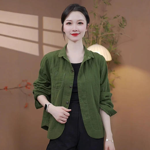 时尚翻领单排扣纯色开衫2025早秋新款Z休闲百搭中年女装大码外套 商品图0