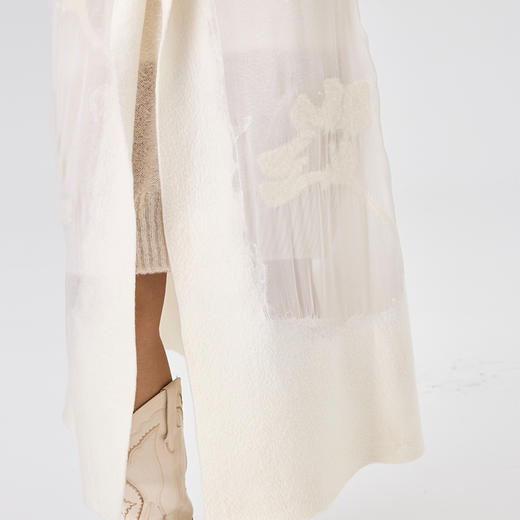 真丝羊绒相拼格桑花手工毛毡女大衣  SJF97W318N 商品图11