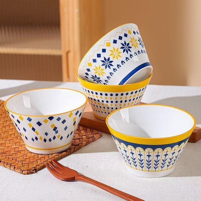 Trees&wind五英寸斗笠碗8个装|高脚设计防烫易端，可蒸/烤微波炉，耐高温能进洗碗机