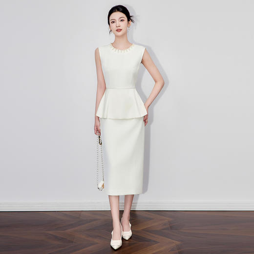 「高货wl」全新升级【铂金会员358/天猫479/差价121】(74129)洛诗琳法式赫本风连衣裙2025秋季荷叶边假两件无袖包臀女 商品图1