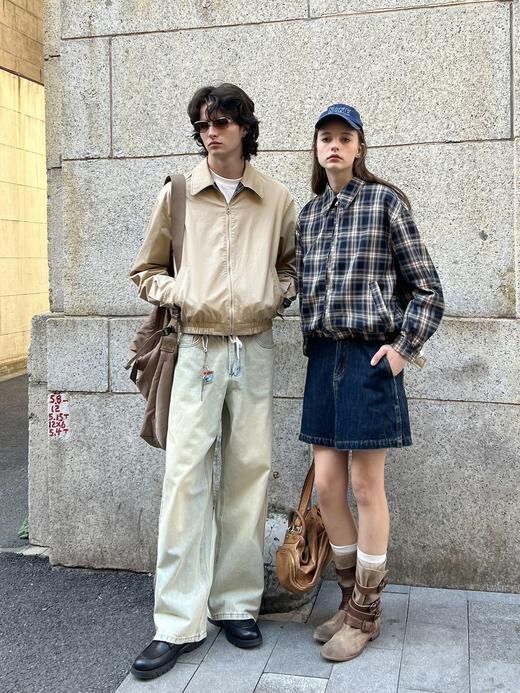 美式复古格纹双面穿外套 秋冬新款宽松小众休闲夹克上衣 商品图3