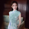 【预售3天】复古风蓝绿晕染文艺风改良长款日常可穿无袖旗袍MZ 商品缩略图1