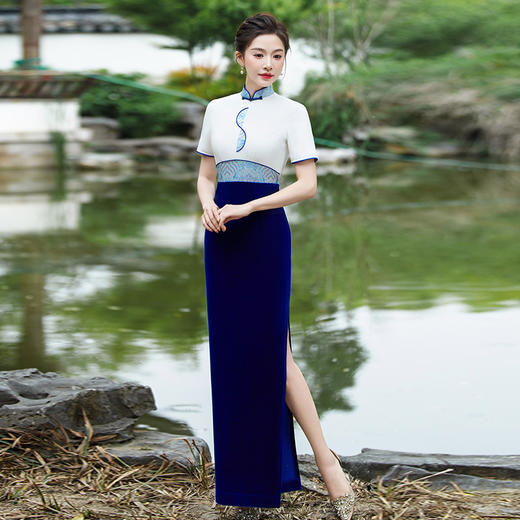 改良版新中式走秀旗袍演出服YD3500 商品图0