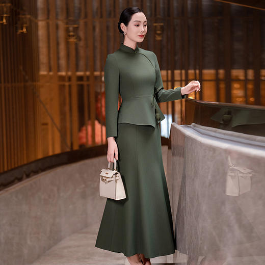 YBY L849秋季改良旗袍新中式复古A摆套装 商品图2