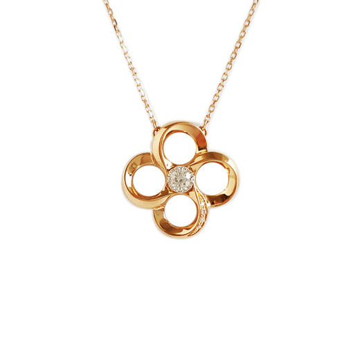 【天然正品】周大福AU750玫瑰金时尚设计款青春88系列钻石吊坠项链吊坠：15.9*15.9*3.6MM  / 项链：46CM（长度可调节）女士现售价：3080！180825NJM26 商品图0