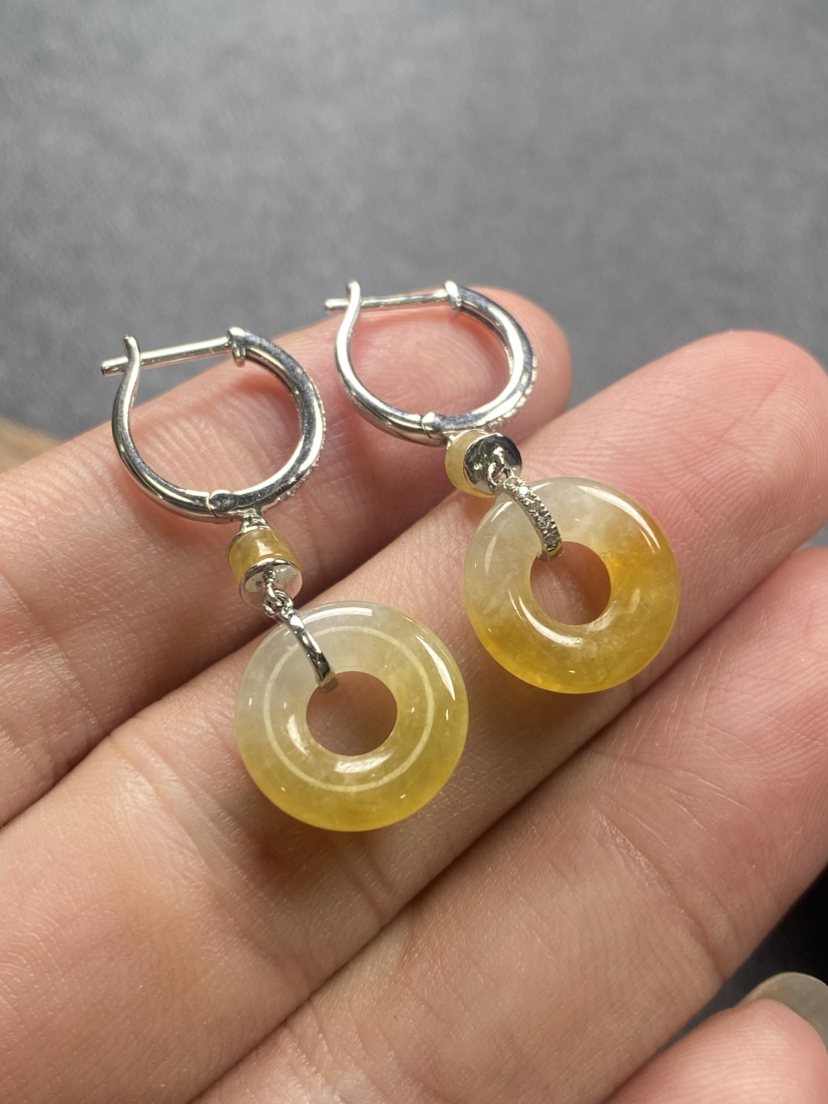 【FC0148】18K镶嵌翡翠冰皇耳坠 色泽娇艳  款式精美