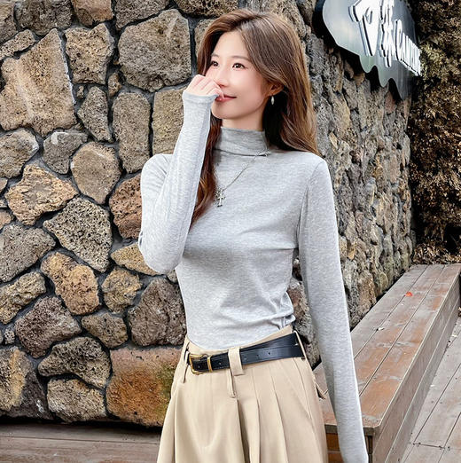 青乔慕染莫代尔棉11色半高领纯色打底衫2601★ 商品图0