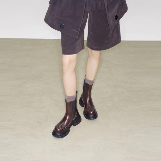 lost in echo2025早秋新款布洛克碎石底牛皮厚底增高短靴切尔西靴 商品图4