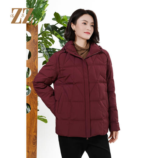 佐尔美冬季上新 经典抽绳连帽保暖羽绒服外套女E34YY41 商品图1