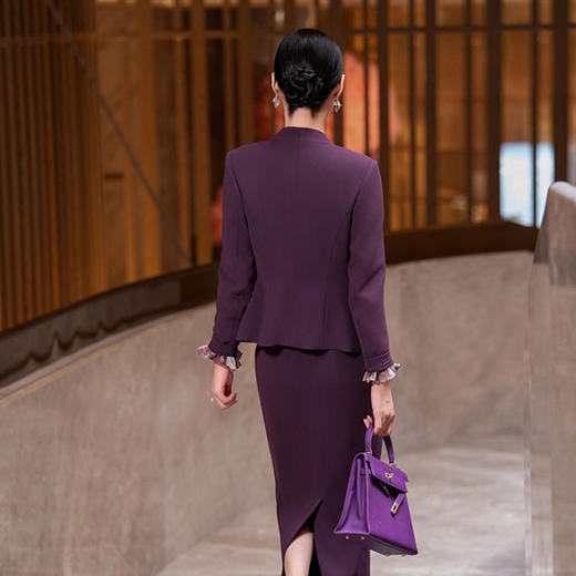 YBY L826时尚气质连立领外套修身半身裙职业通勤套装裙 商品图3