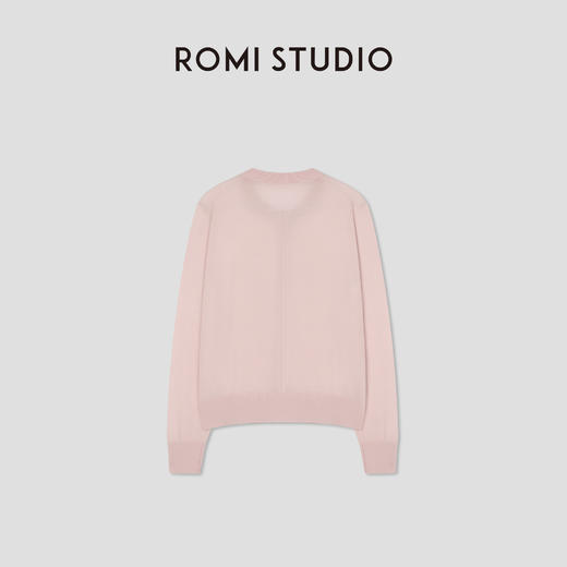 ROMI STUDIO 100%可机洗绵羊毛花纱粉色轻薄针织开衫 RWCSST2374 商品图1