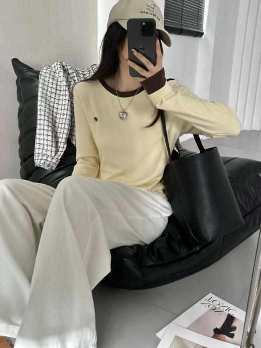 秋季必备韩国订单egg鸡蛋马卡龙德绒T恤 商品图6