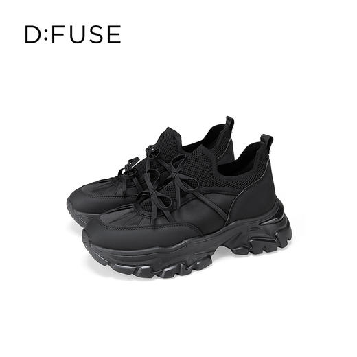 Dfuse迪芙斯2025秋季新款轻便厚底芭蕾舞鞋蝴蝶结增高老爹鞋透气休闲鞋DFD3112085 商品图12