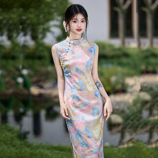 无袖国风少女复古修身日常夏季旗袍 SC21590 商品图2