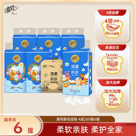 清风 wiggle联名厚柔M码挂抽4层260抽6提 送挂钩 柔护全家 48小时发货 商品图0