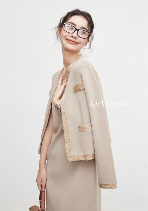 进口串珠珠片秋新品罗马针织高密开衫外罩 商品图0