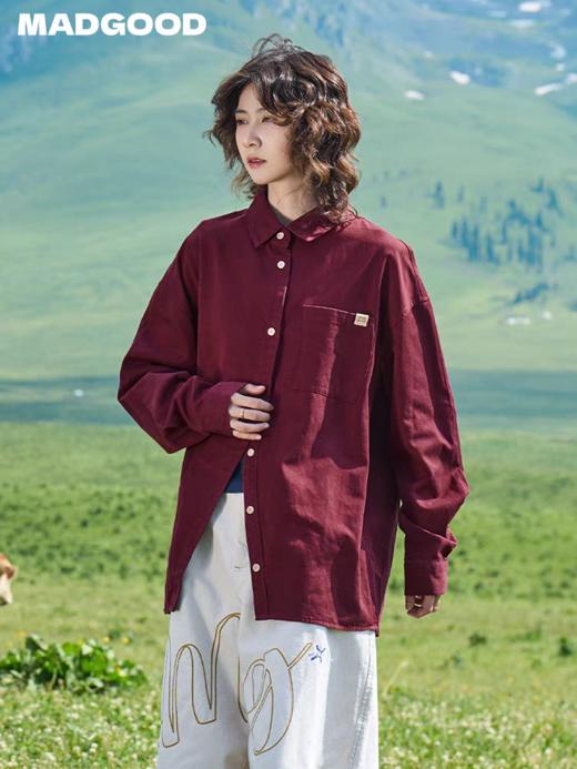 马得工地/MDGDCS13679/不规则门襟长袖衬衫 商品图0