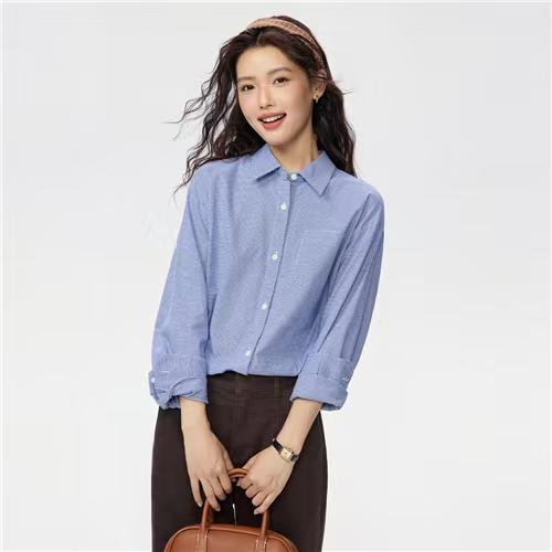 佐丹奴女装25年商场同款牛津纺单口袋长袖衬衫05345018 商品图5