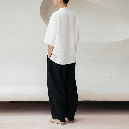 绽放605朵【黑白灰】2025汉麻黑色弯刀阔腿裤显瘦百搭男装休闲裤 商品图3