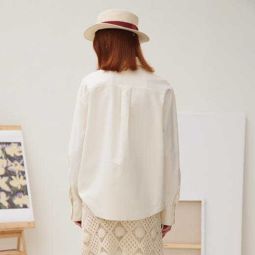 谜底衬衣长袖女2025秋季新品复古通勤复古手绘印花衬衫253MC1267 商品图2