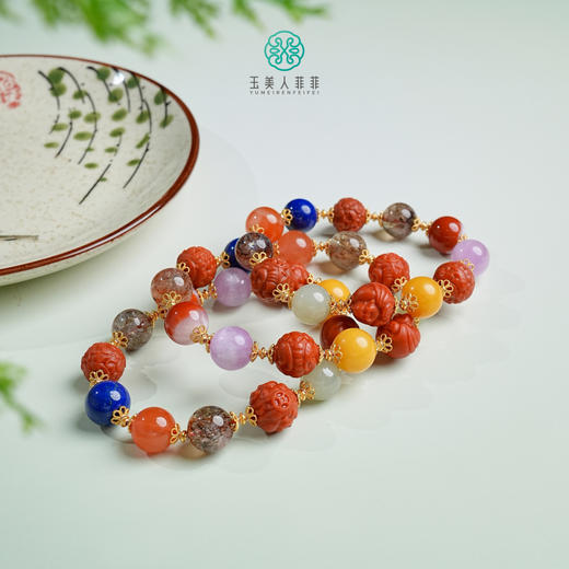 S925南红玛瑙单圈-多宝手串约12mm 商品图0