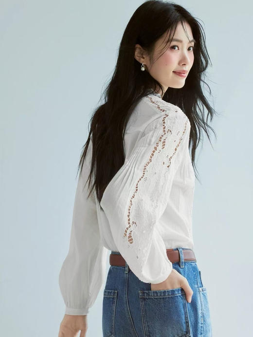 伊芙丽重工镂空刺绣上衣衬衫082804 商品图0