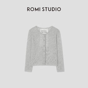 ROMI STUDIO“棕标甄选”100%山羊绒自然卷边圆领开衫 RW24WSD1141