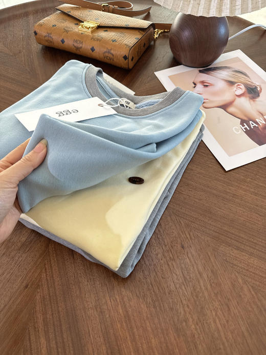 秋季必备韩国订单egg鸡蛋马卡龙德绒T恤 商品图3