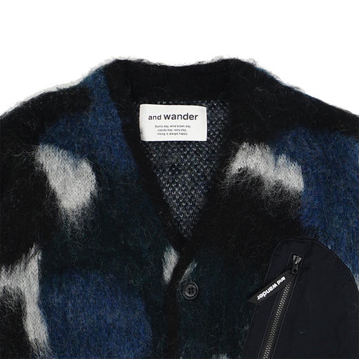 and wander mix color shaggy 男女拼色马海毛羊毛混纺开衫毛衣 商品图1
