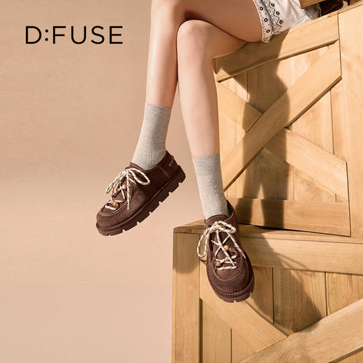 Dfuse迪芙斯2025秋季新款航海风勃肯鞋复古学院风绒面袋鼠鞋休闲女鞋DFD3112052 商品图3