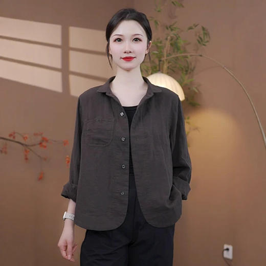 时尚翻领单排扣纯色开衫2025早秋新款Z休闲百搭中年女装大码外套 商品图1