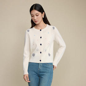 「自」全新升级【铂金会员367/天猫499/差价132】(05711)洛诗琳气质手工绣花钉珠外套2025秋季新款显瘦羊毛针织开衫