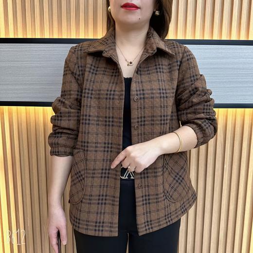 中老年时尚女装春秋新款洋气百搭格子长袖外套气质显瘦妈妈上衣女 商品图0