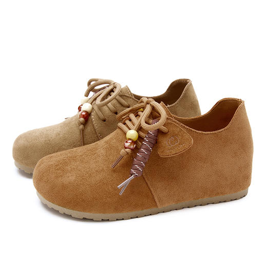 西遇系带勃肯鞋女新款秋季复古丑萌圆头平底乐福鞋软底单鞋K1857053 商品图4