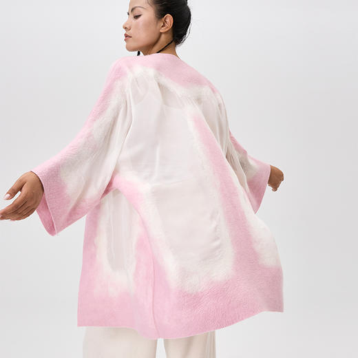 真丝羊绒相拼手工毛毡女大衣  SJF97W380N 商品图3