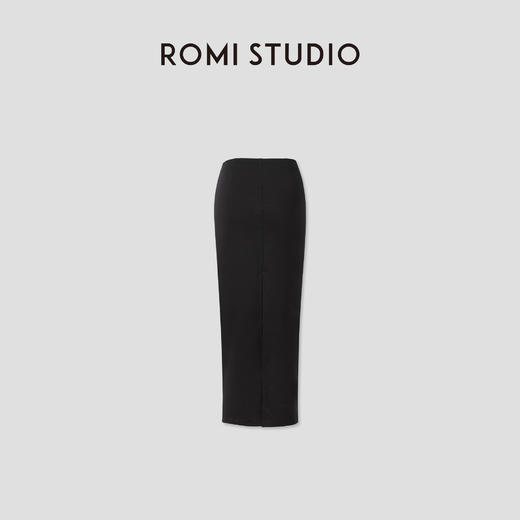 ROMI STUDIO“气质优雅”轻薄柔顺松紧腰后开叉针织半裙 RWCSXJ1809 商品图1