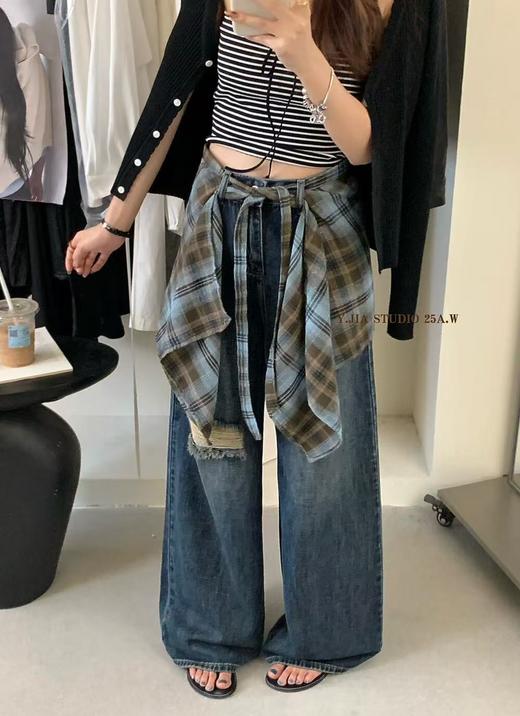 GZ屁帘破洞阔腿宽松牛仔裤(LH)(LD)纪念日百货165893450 商品图1