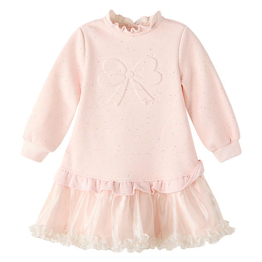 笛莎Deesha 童装女童连衣裙2025冬新款女童甜美木耳边网纱彩点卫衣裙 商品图4