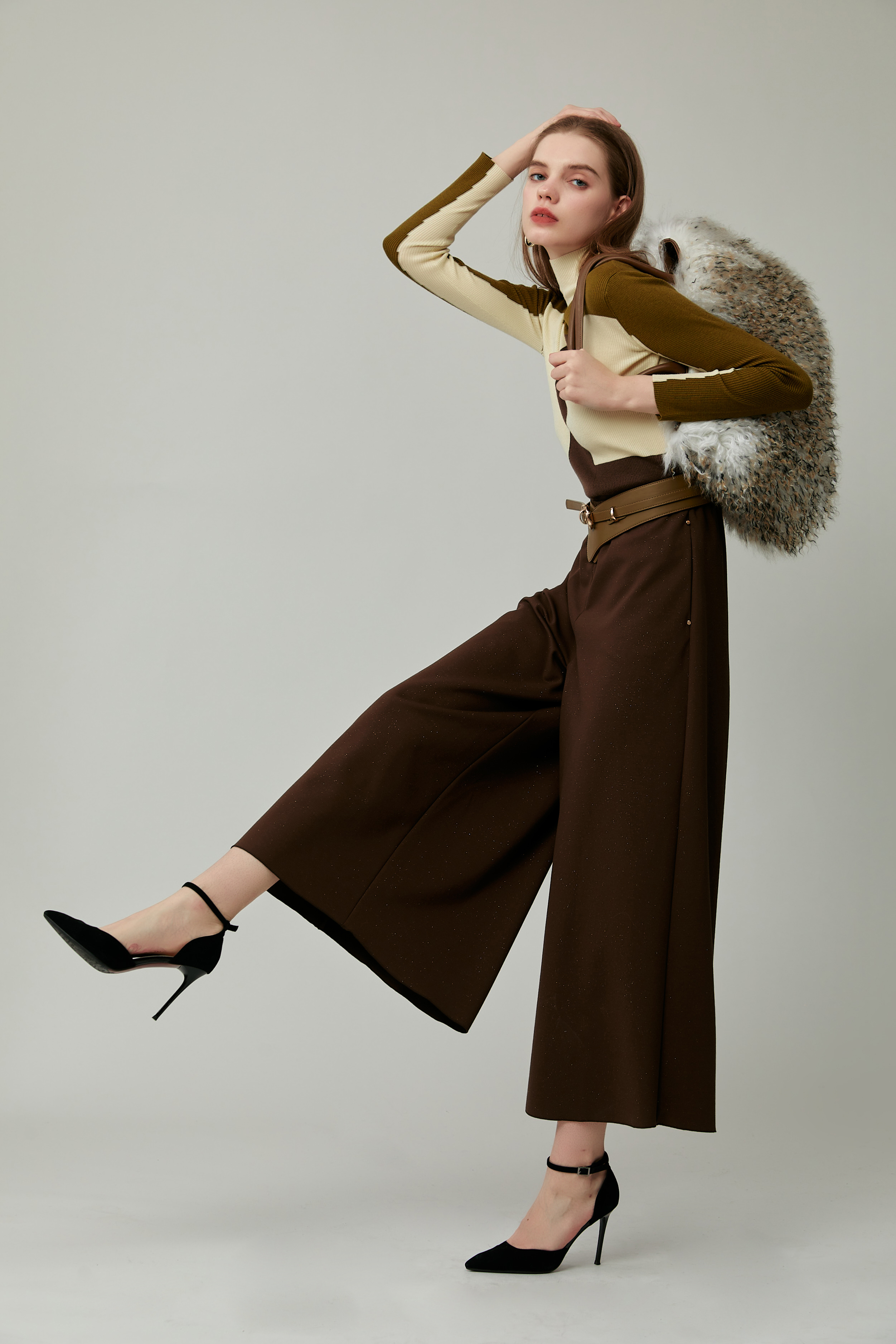 SAFICOO  优雅干练 小A 版立体剪裁 九分阔腿裤