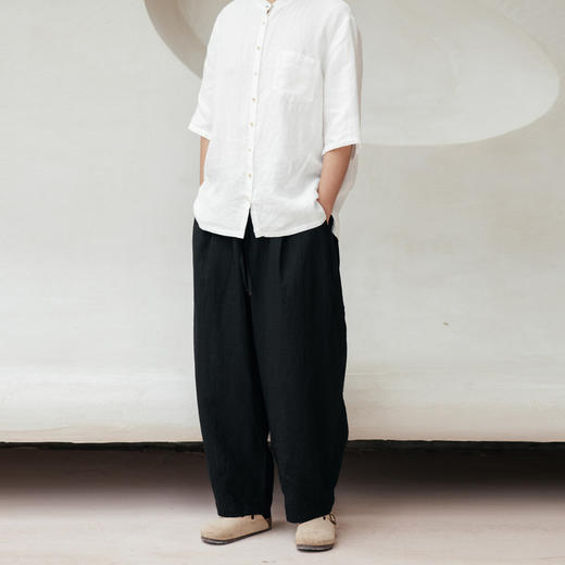 绽放605朵【黑白灰】2025汉麻黑色弯刀阔腿裤显瘦百搭男装休闲裤 商品图2