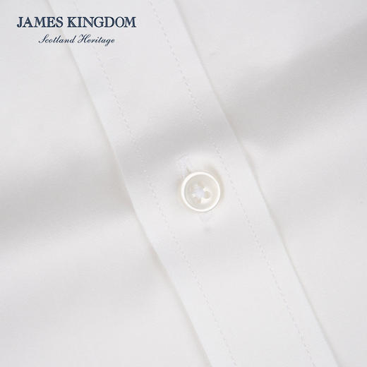 占姆士短袖衬衫    男夏季商务纯棉公务员面试正装上班通勤白蓝短衬 商品图5