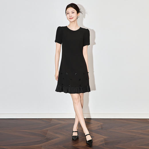 重工钉珠花直筒裙法式高级感静奢连衣裙WLZD2502508 商品图2