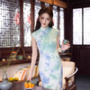 【预售3天】复古风蓝绿晕染文艺风改良长款日常可穿无袖旗袍MZ 商品缩略图0