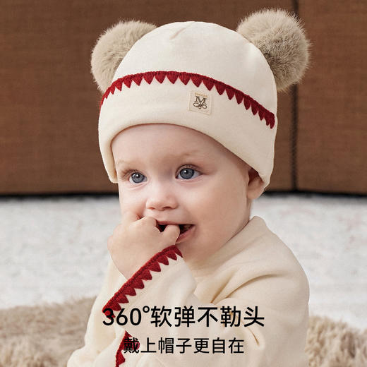 嫚熙婴儿帽子火山小磨毛秋冬季男女童保暖胎帽宝宝 商品图4