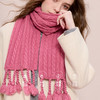 三彩2025新款治愈系纯色外搭粗针麻花针织围巾流苏保暖百搭女松弛 商品缩略图3