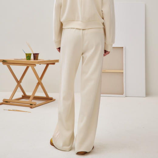 谜底休闲裤长裤女2025秋新品百搭松紧腰悬垂感米白卫裤253MK1248 商品图2