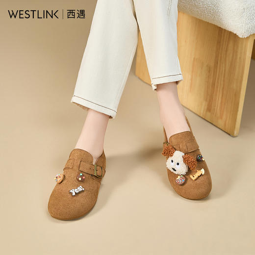 西遇丑萌勃肯鞋女新款秋季可爱小狗一脚蹬懒人平底鞋软底单鞋K1857094 商品图3