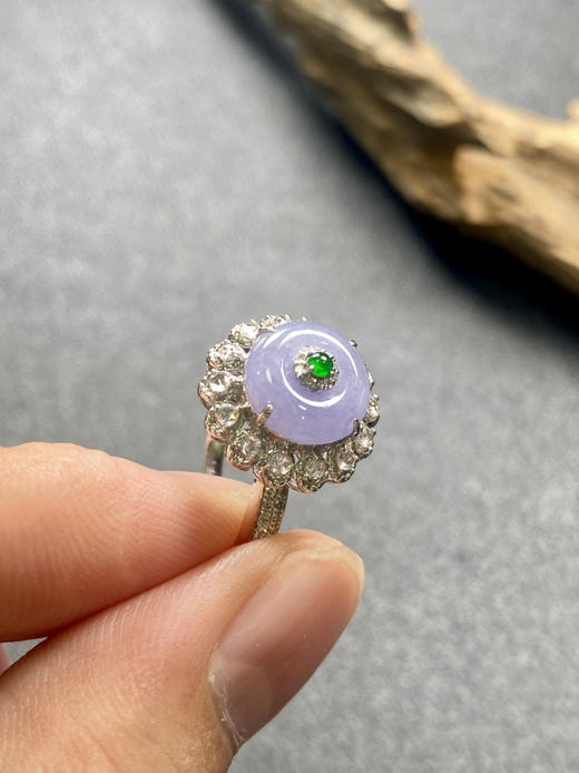 【FC0137】18K镶嵌翡翠冰紫平安扣戒指 色泽浓艳 玉质温润 款式精美  圈口13 商品图3