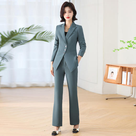 奢姿女装2025秋装新款气质修身显瘦职业套装女士西装长裤两件套25099A830 商品图0