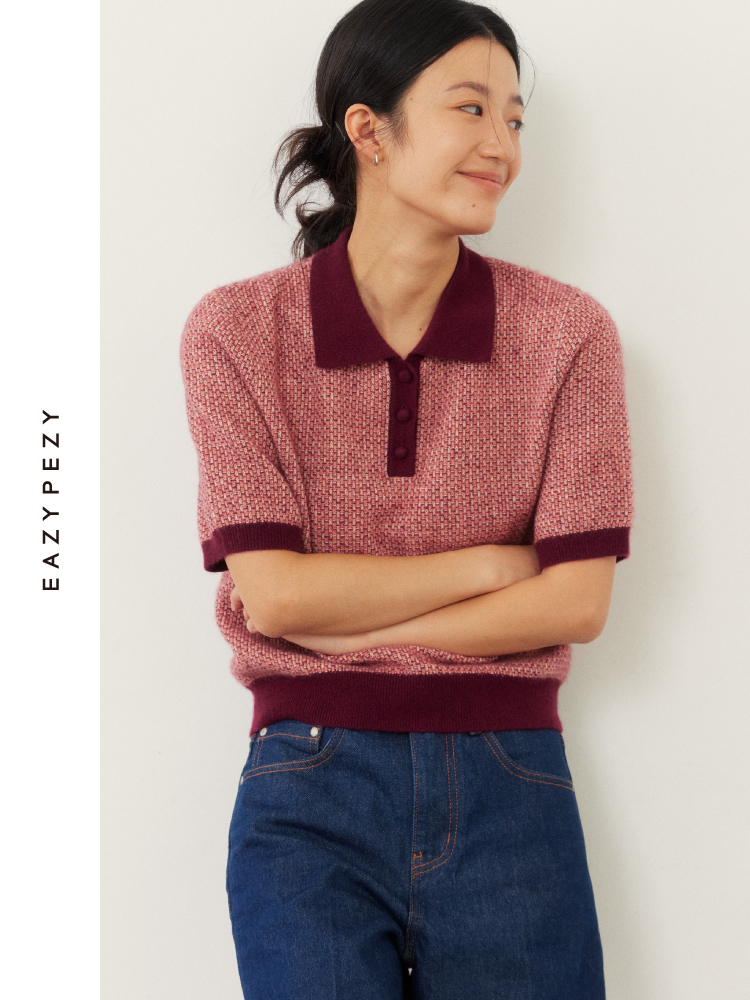 羊绒白厂丝复古半袖Polo衫